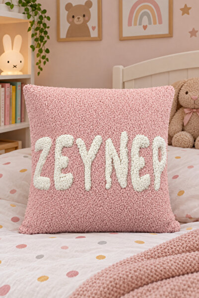 pufftable Kişiye Özel İsim Yazılı Punch Kırlent Teddy Kumaş İç Dolgu Dahil 45...
