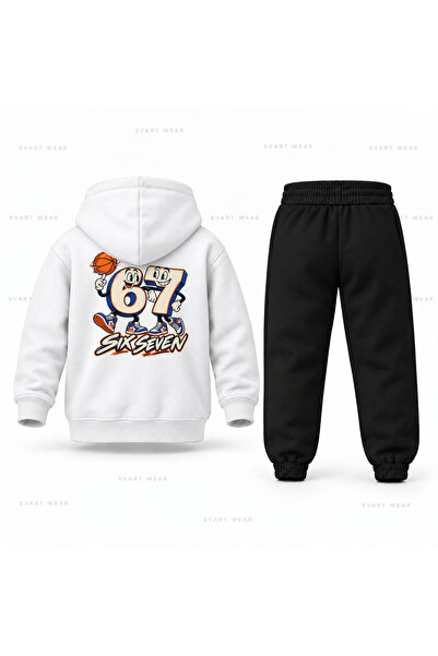 SVART WEAR طقم بدلة رياضية للأطفال مطبوع عليه أرقام ست سيڤن 67