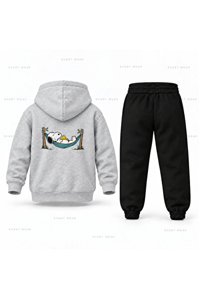 SVART WEAR طقم بدلة رياضية للأطفال مطبوع عليها سنوبي سليب هاماجي