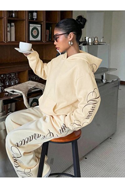 macklin Unisex Women's Men's Martini Girl Printed Oversize 3 Thread Hooded Sw...