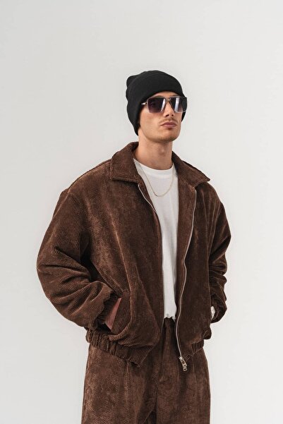 go gang own Cordguard Thick Corduroy Zippered Collared Men's Coat