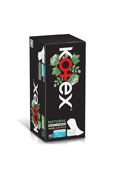 Kotex Natural Panty Liners, 100% Cotton, Thin Size, 40 Daily Panty Liners