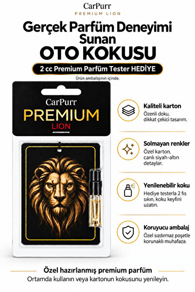 Premium Lion Oto/Araç Kokusu Parfüm Hediyeli – Özel Tasarım, Uzun Ömürlü Kullanım, Özel Parfümlü Oto Araç Kokusu