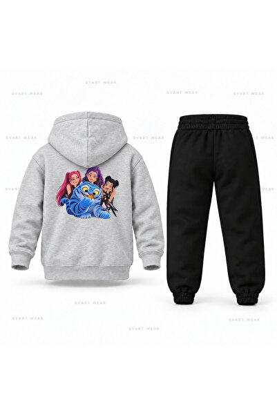 SVART WEAR Kpop Demon Hunters Derpy Fruit Printed Kids Hooded Tracksuit Set