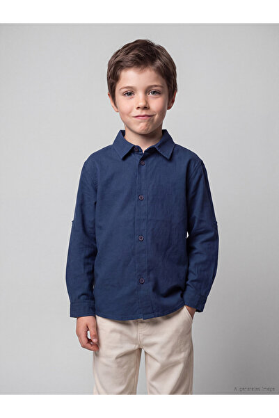LC Waikiki Ozmarka New Season Indigo Shirt Collar Boys' Shirt