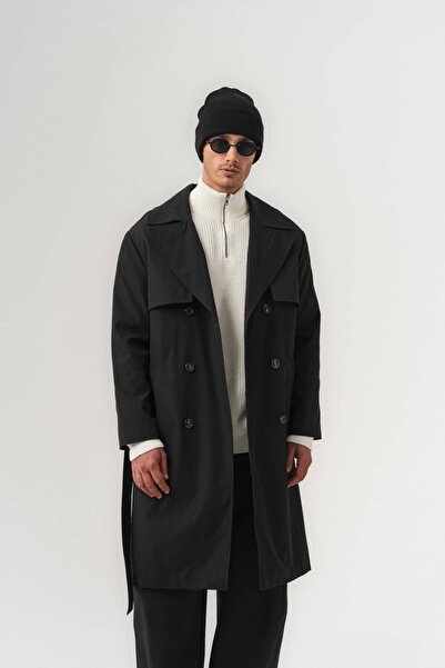 go gang own Trenchline Basic Double-Breasted Buttoned Trench Men's Coat