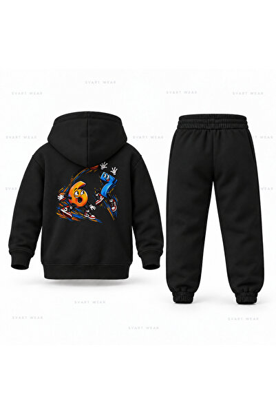 SVART WEAR طقم بدلة رياضية للأطفال بقلنسوة مطبوعة من Six Seven 67 Basket