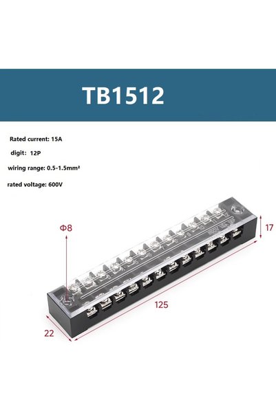 Choice TB1512 15A 600V كتلة توصيل أسلاك لولبية حاجزية مزدوجة الصف من سلسلة TB...
