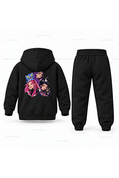 SVART WEAR طقم بدلة رياضية للأطفال مطبوع عليه صورة KPop Demon Hunters Uclu Kalem