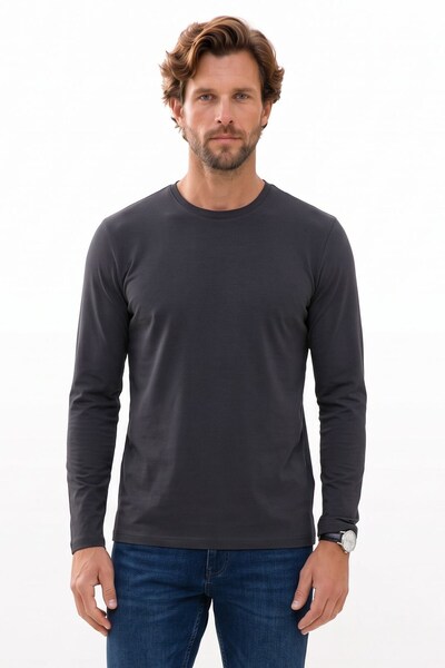 Tudors Erkek Slim Fit Dar Kesim Pamuklu Yumuşak Dokulu Bisiklet Yaka Likralı ...