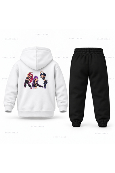 SVART WEAR طقم بدلة رياضية للأطفال من KPop Demon Hunters Huntrix مطبوع عليه ح...