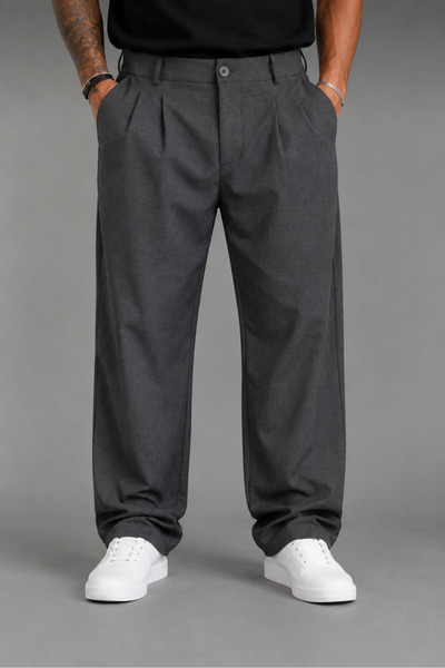 BM BALANCEMODA Erkek Baggy kalıp, esnek-dökümlü, pile detaylı, geniş kumaş pa...