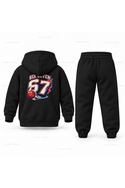 SVART WEAR طقم بدلة رياضية للأطفال بطبعة كرة السلة من Six Seven 67