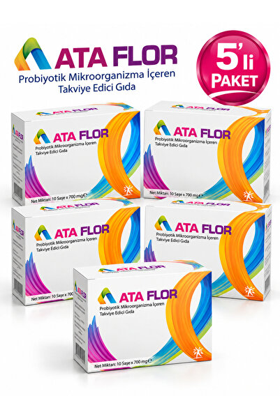 ATA FLOR 5'li Paket Probiyotik Takviye Edici Gıda – 50 Saşe (Saccharomyces bo...