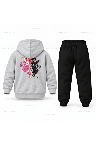 SVART WEAR Kpop Demon Hunters Mira Zoey Dance Printed Kids Hooded Tracksuit Set