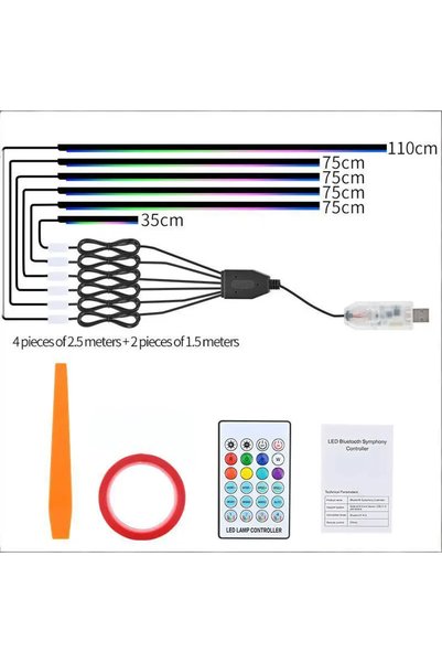 Choice شريط إضاءة LED للسيارة 6 في 1/6/10 في 1، مصباح جو داخلي نيون أكريليك م...