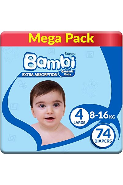 Sanita Bambi , Size 4, Large, 8-16 kg, Mega Pack, 74 Diapers (Package May Vary)