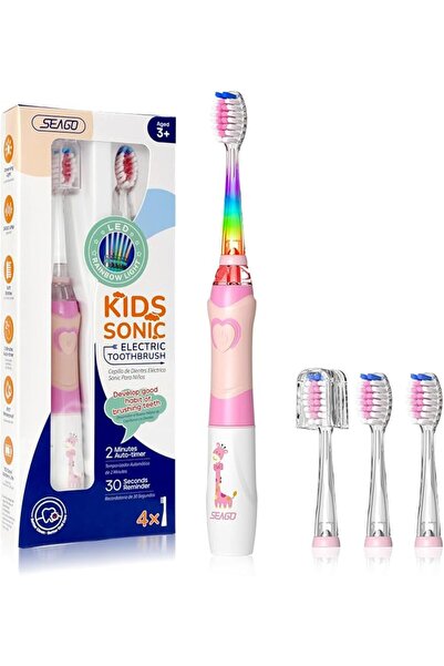 seago Kids Electric Toothbrush with 2 Mins Brushing Timer and 4 Replacement B...