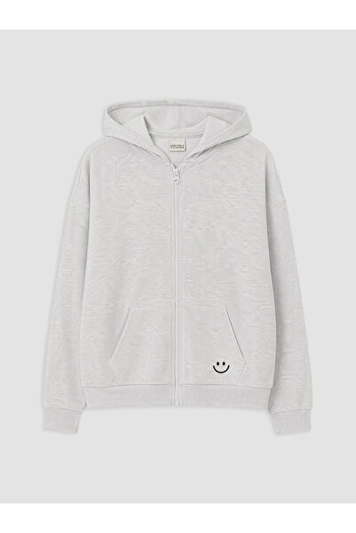 LC Waikiki Two Mt Shop Quality Lcw Kids Gray Hooded Girls' Sweatshirt
