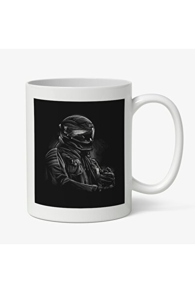 INOVATIX Cana alba personalizata,Motociclist Cu Casca,In Intuneric,Iubitorii ...