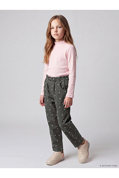 LC Waikiki Vizyon New Season Gray Girls' Fleece-Lined Gabardine Trousers