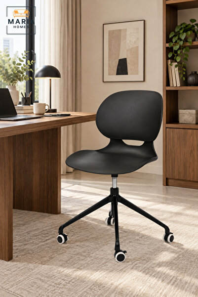 MARIA HOMES Modern Office Chair | Black Armless Swivel Chair with Curved Back...