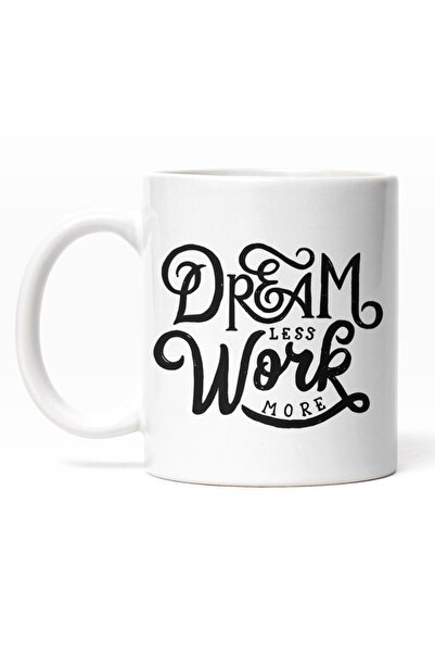 INOVATIX Personalized white mug, Motivational Dream Less Work More, Hearts, H...