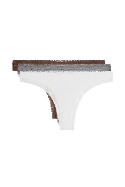 Oysho 3'lü pamuklu Rib tanga