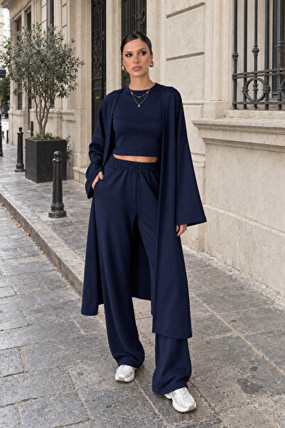 CELITA Women's Modal Triple Cardigan, Blouse and Sweatpants Set
