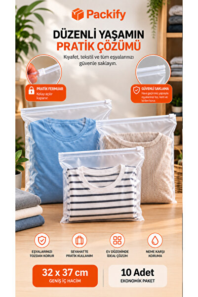 Packify Valiz Dolap Içi Düzenleyici Organizer Buzlu Fermuarlı Poşet Zipper To...