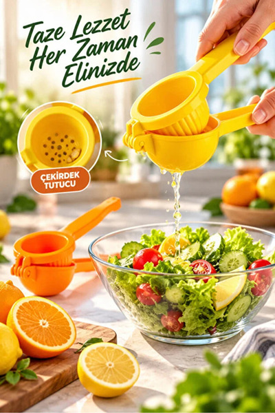 AYGÖREN HOME Pratik Plastik Narenciye Sıkacağı Limon Portakal Sıkacağı Çekird...