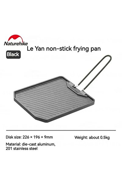 Naturehike black Camping Frying Pan Cookware Folding Non-stick Pan Outdoor Ul...