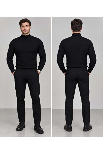 Yarım Balıkçı Triko Sweatshirt - SİYAH ST-502