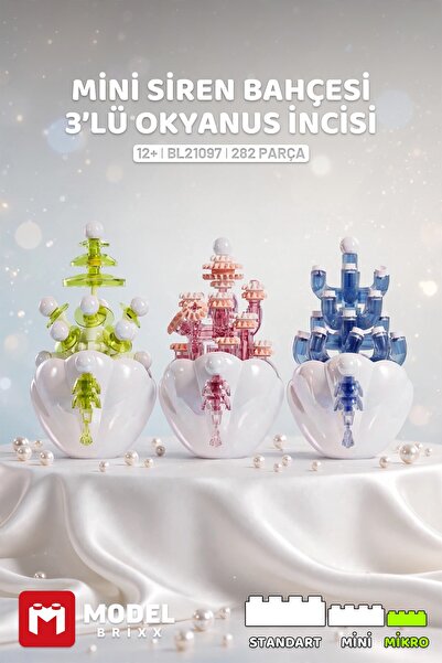 ModelBrixx Balody Mini Siren Bahçesi – 3'lü Okyanus İncisi Yapı Bloğu Seti 28...