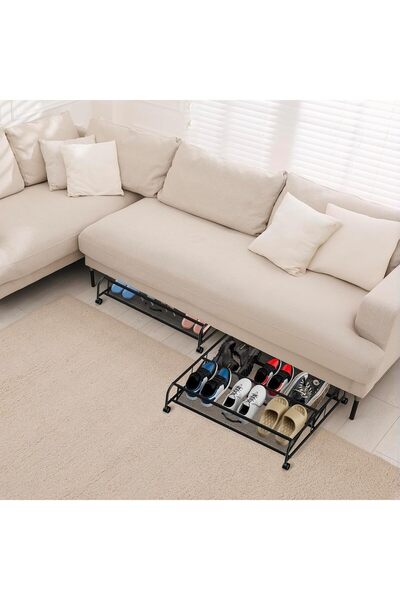 GENERAL Under Bed Storage with Wheels Metal Mesh Shoe Bin