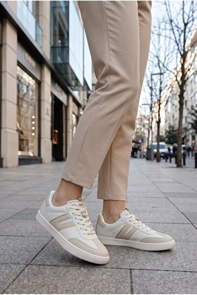 Kinetix Günlük Rahat Kalıp Bağcıklı Kadın Krem Sneaker Peru