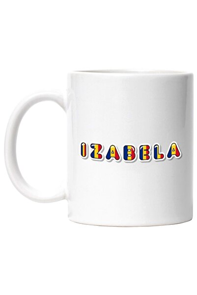 INOVATIX Cana alba personalizata,Numele Izabela,Romania,Suporter,Steagul Roma...