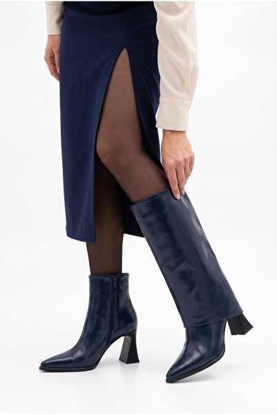 Redoxy Women's Special Design Short Boots with Striped Heels, Pointed Toe, Zi...