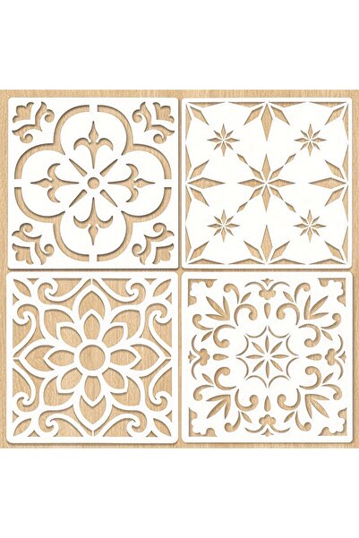 Choice 4 Pcs 12x12 Inch Tile Stencils for Floor Wall Furniture Painting – Man...