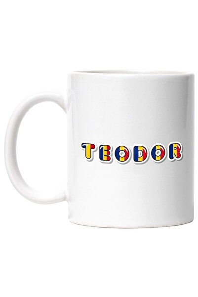 INOVATIX Cana alba personalizata,Numele Teodor,Romania,Suporter,Steagul Roman...