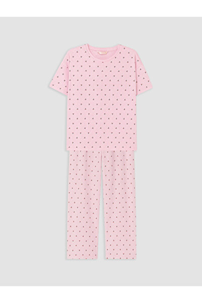 LC Waikiki Vizyon New Season Ecru Cherry Patterned Women's Pajama Set