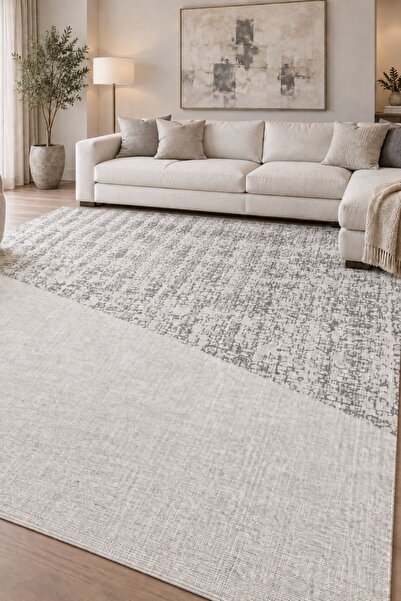 Oriente Home Zenya Serisi Modern Gri Beyaz Şönil Makine Halısı Kaymaz Taban S...