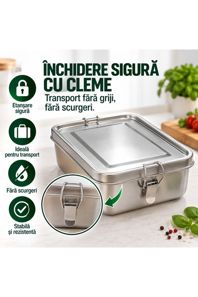 Tinklu Caserolă din Inox 304,Tinklu, 1400 ml, cu Capac și Cleme, Garnitură din Silicon Detașabilă, Separator Reglabil, 20 × 12,5 × 6 cm