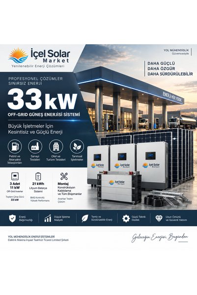 33 kW Off-Grid Güneş Enerjisi Sistemi – Villa, Otel, Site ve İşletmeler İçin Profesyonel Enerji Paketi