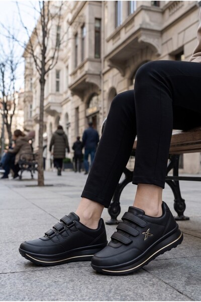 Kinetix Günlük Rahat Kalıp Cırtlı Kadın Siyah Sneaker Paulet