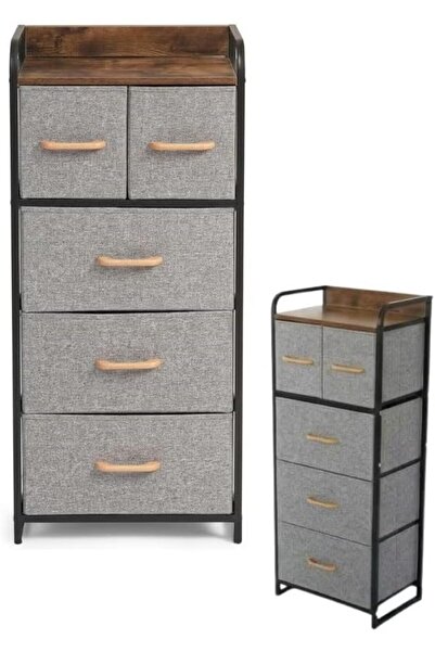Generic Fabric Storage Dresser 5-Drawer Tower with Metal Frame