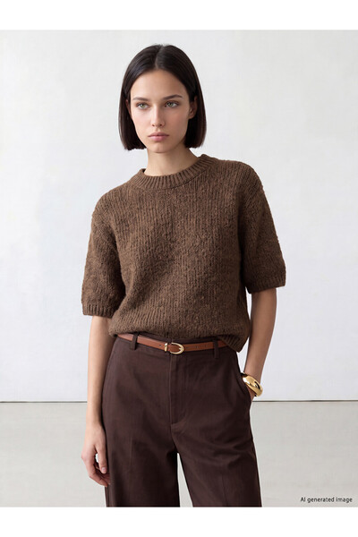 LC Waikiki Vizyon New Season Brown Crew Neck Women's Knitwear Sweater
