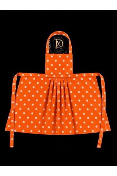 DORA ATELIER TEKSTİL Kitchen & Chef Apron Orange Polka Dot《Duck Fabric》