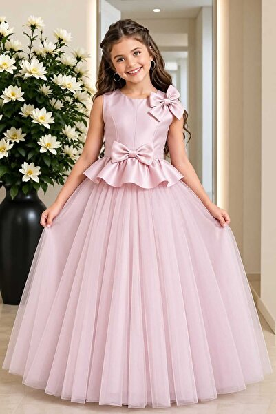 Marllow Girls' Dress Bow Long Very Beautiful