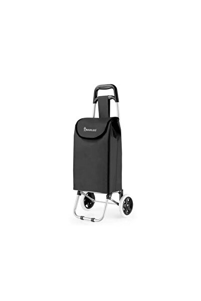 Traveleo 27L καρότσι folk, αδιάβροχο PVC με 2 ρόδες, μαύρο, 36x27x95 εκ.